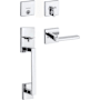 Kwikset San Clemente Sectional Single Cylinder Keyed Entry Handleset with Halifax Interior Lever and SmartKey Polished Chrome