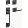 Kwikset San Clemente Sectional Single Cylinder Keyed Entry Handleset with Halifax Interior Lever and SmartKey Matte Black