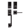 Kwikset 916 Contemporary Electronic Touchscreen Deadbolt with San Clemente Handleset and Halifax Interior Lever Combo Pack with SmartKey and Z-Wave Technology Venetian Bronze