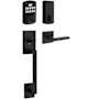Kwikset San Clemente Sectional Keyless Entry Handleset with Halifax Interior Lever and SmartKey Matte Black