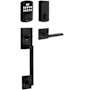 Kwikset San Clemente Sectional Keyless Entry Handleset with Halifax Interior Lever and SmartKey Matte Black