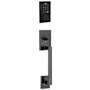 Kwikset San Clemente Sectional Electronic Keyless Entry Handleset with Halifax Interior Lever and SmartKey Matte Black