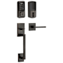 Kwikset San Clemente Sectional Electronic Keyless Entry Handleset with Halifax Interior Lever and SmartKey Venetian Bronze