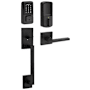 Kwikset San Clemente Sectional Electronic Keyless Entry Handleset with Halifax Interior Lever and SmartKey Matte Black