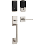 Kwikset San Clemente Sectional Keyless Entry Handleset with Halifax Interior Lever and SmartKey Satin Nickel