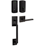 Kwikset San Clemente Sectional Keyless Entry Handleset with Halifax Interior Lever and SmartKey Matte Black
