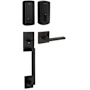 Kwikset San Clemente Sectional Keyless Entry Handleset with Halifax Interior Lever and SmartKey Matte Black