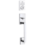Kwikset San Clemente Sectional Electronic Keyless Entry Handleset with Halifax Interior Lever and SmartKey Polished Chrome