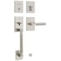 Kwikset Prava Sectional Single Cylinder Keyed Entry Handleset with Prava Interior Lever and SmartKey Satin Nickel