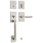 Kwikset Prava Sectional Single Cylinder Keyed Entry Handleset with Prava Interior Lever and SmartKey Satin Nickel