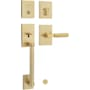 Kwikset Prava Sectional Single Cylinder Keyed Entry Handleset with Prava Interior Lever and SmartKey Satin Brass