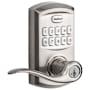 Kwikset Tustin SmartKey Single Cylinder Keypad Entry Door Lever Set Satin Nickel
