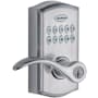 Kwikset SmartCode Pembroke Single Cylinder Keyless Entry Electronic Keypad Door Lever Set with SmartKey Technology Satin Chrome