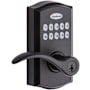 Kwikset SmartCode Pembroke Single Cylinder Keyless Entry Electronic Keypad Door Lever Set with SmartKey Technology Matte Black