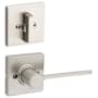 Kwikset Ladera Left Handed Lever Single Cylinder Interior Pack with Square Rose for Handlesets Satin Nickel