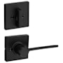 Kwikset Ladera Left Handed Lever Single Cylinder Interior Pack with Square Rose for Handlesets Matte Black