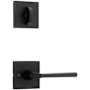 Kwikset Lisbon Lever Single Cylinder Interior Pack with Square Rose for Handlesets Matte Black