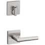 Kwikset Milan Lever Single Cylinder Interior Pack with Square Rose for Handlesets Satin Nickel