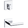Kwikset Milan Lever Single Cylinder Interior Pack with Square Rose for Handlesets Polished Chrome