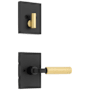 Kwikset Mirada Lever Keyed Entry Handleset Interior Pack with Rectangle Rose Matte Black / Satin Brass