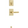 Kwikset Prava Lever Keyed Entry Interior Pack with Knurled Handle and Rectangle Rose for Handlesets Satin Brass