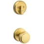 Kwikset Sora Knob Keyed Entry Handleset Interior Pack with Round Rose Satin Brass