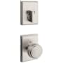 Kwikset Sora Knob Keyed Entry Handleset Interior Pack with Rectangle Rose Satin Nickel