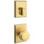 Kwikset Sora Knob Keyed Entry Handleset Interior Pack with Rectangle Rose Satin Brass