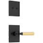 Kwikset Mirada Lever Dummy Handleset Interior Pack with Rectangle Rose Matte Black / Satin Brass