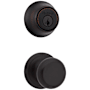 Kwikset Juno Passage Knob Set and Single Cylinder Keyed Entry Deadbolt Combo with SmartKey from the 660 Series Venetian Bronze