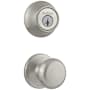 Kwikset Juno Passage Knob Set and Single Cylinder Keyed Entry Deadbolt Combo with SmartKey from the 660 Series Satin Nickel