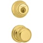 Kwikset Juno Passage Knob Set and Single Cylinder Keyed Entry Deadbolt Combo with SmartKey from the 660 Series Polished Brass