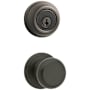 Kwikset Juno Passage Knob Set and Single Cylinder Keyed Entry Deadbolt Combo with SmartKey from the 780 Series Venetian Bronze