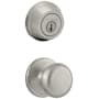 Kwikset Juno Passage Knob Set and Single Cylinder Keyed Entry Deadbolt Combo with SmartKey from the 780 Series Satin Nickel