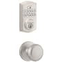 Kwikset Juno Passage Knob Set and Electronic Keyless Entry Deadbolt Combo Pack with SmartKey from the SmartCode Deadbolts Touchpad Collection Satin Nickel