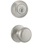 Kwikset Juno Passage Knob Set and Single Cylinder Keyed Entry Deadbolt Combo with SmartKey from the 980 Series Satin Nickel