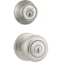 Kwikset Juno (Round Rosette) Knob and 660 Deadbolt Combo Pack with SmartKey Satin Nickel