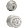 Kwikset Juno (Round Rosette) Knob and 780 Deadbolt Combo Pack with SmartKey Satin Nickel