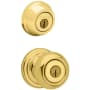 Kwikset Juno (Round Rosette) Knob and 780 Deadbolt Combo Pack with SmartKey Polished Brass