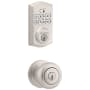 Kwikset Juno Keyed Entry Knob Set and Electronic Keyless Entry Deadbolt Combo Pack with SmartKey from the SmartCode Deadbolts Touchpad Collection Satin Nickel