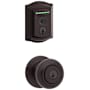 Kwikset Juno Single Cylinder Keyed Entry Knob Set and Electronic Keyless Entry Deadbolt Combo Pack with SmartKey from the Halo Collection Venetian Bronze