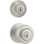 Kwikset Juno (Round Rosette) Knob and 980 Deadbolt Combo Pack with SmartKey Satin Nickel