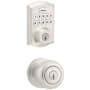 Kwikset Juno Single Cylinder Keyed Entry Knob Set and Electronic Keyless Entry Deadbolt Combo Pack with SmartKey from the Home Connect Collection Satin Nickel