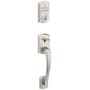 Kwikset Prescott Sectional Electronic Keyless Entry Handleset with Tustin Interior Lever and SmartKey Satin Nickel