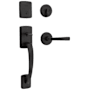 Kwikset Brentford Sectional Single Cylinder Keyed Entry Handleset with Trafford Interior Lever and SmartKey Matte Black