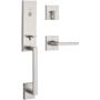 Kwikset Vancouver Single Cylinder Keyed Entry One Piece Handleset with Halifax Interior Lever and SmartKey Technology Satin Nickel