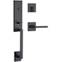 Kwikset Vancouver Single Cylinder Keyed Entry One Piece Handleset with Halifax Interior Lever and SmartKey Technology Matte Black