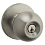 Kwikset Regina Single Cylinder Keyed Entry Door Knob Set with Round Rose from the Safe Lock Collection Satin Nickel