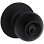 Kwikset Regina Single Cylinder Keyed Entry Door Knob Set with Round Rose from the Safe Lock Collection Matte Black