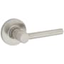 Kwikset Reminy Passage Door Lever Set with Round Rose from the Safe Lock Collection Satin Nickel